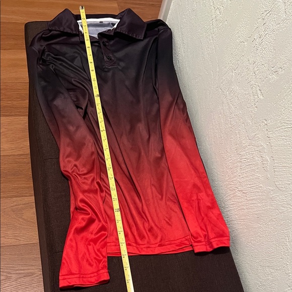 #1476+Red and Black Gradient Long Sleeve Shirt - Picture 4 of 5